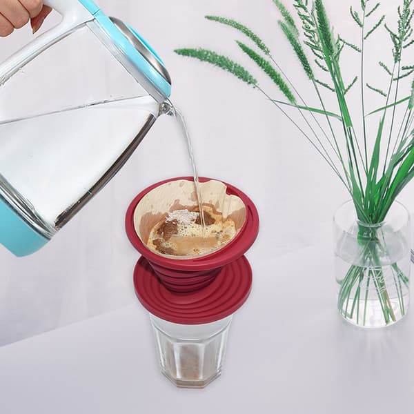 Sammenfoldeligt kaffefilter i silikone (rød)