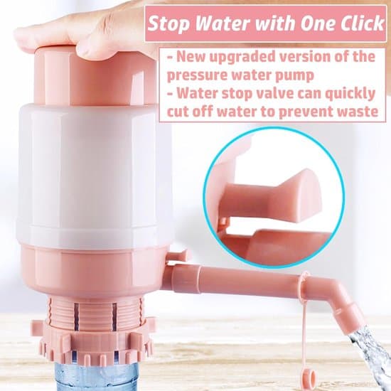 ING Universal Vattenpump - Portabel Handpump - Med Extra Kort Slang och Vattenflasklock
