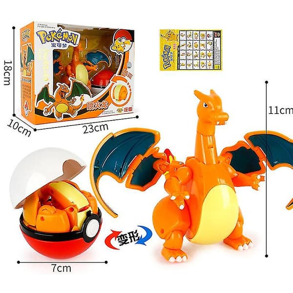 Mewtwo Leksaksset Pikachu Charmander Lunala Scroll Actionfigur Barnleksaker Charizard Charizard With box
