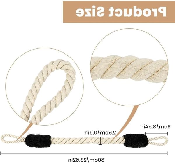 Dörrstoppsrep för barn och husdjur, 60 cm säkerhetsrep i bomull, 2-pack, blå