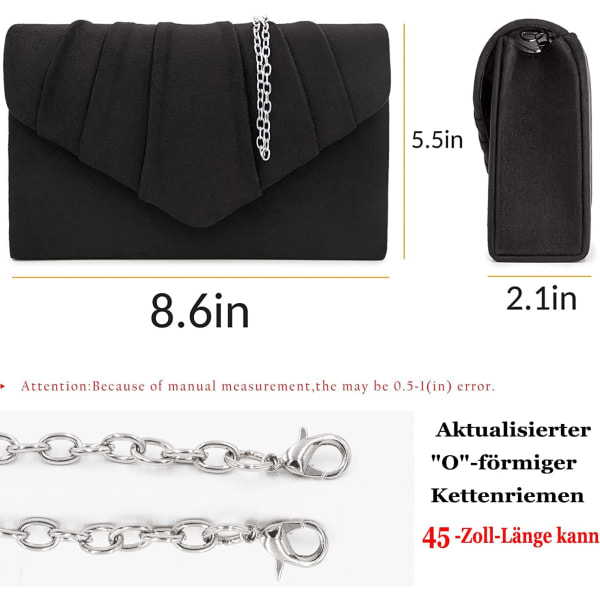 Elegant Clutch i Fløjl med Kæde - Klassisk Clutchtaske