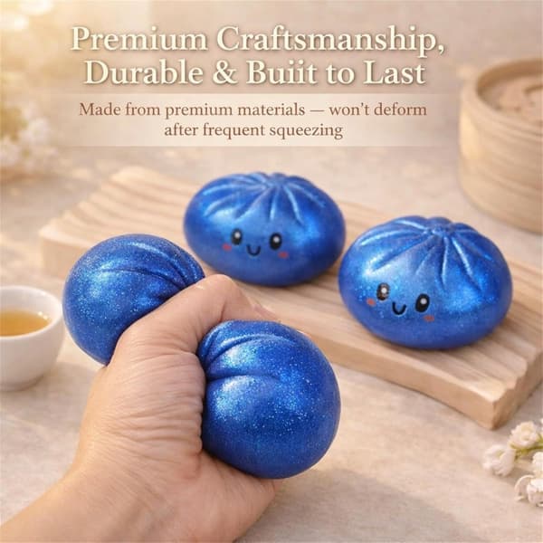 Glitrende dampede boller, bløde og luftige boller med æske, sensorisk klemmelegetøj til stresslindring, rød red
