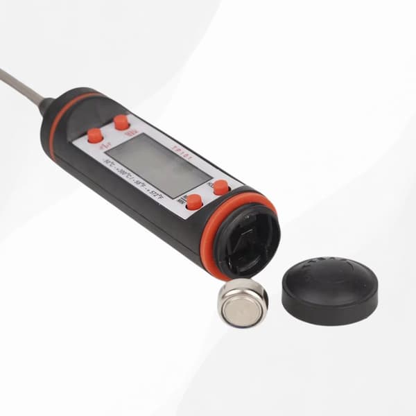 Termometer - Køkkentermometer - Rustfrit stål - Sort - Rød