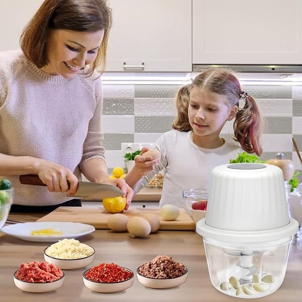 Elektrisk mathakker USB 400ml 6 blader Elektrisk løkkutter Mathakker Multifunksjonell kutter Minihakker Babymatblender for å lage hvit