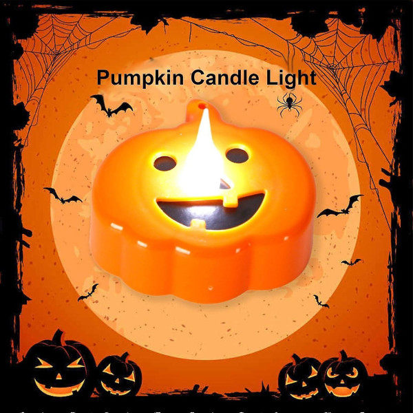 24 st LED Halloween pumpa lampor - Flimrande orange pumpa te-ljus - Flamlösa orange ljus, Flimrande pumpa te-ljus ([HK])