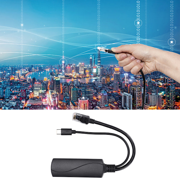 POE Splitter Type C Interface Isolationsbeskyttelse Støtter IEEE 802.3af 5V 2.4A Splitter til Hjem Skoler Kontor