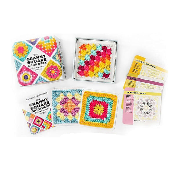 Granny Square-kortlek, 50 Mix & Match Mönsterkort, Vuxen Stickset, Granny Square-kortlek Virkning