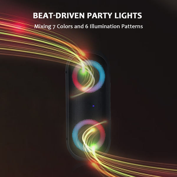 Bluetooth-högtalare, bärbar Bluetooth trådlös (100FT räckvidd) högt stereoljud, IPX7 vattentät duschhögtalare, RGB flerfärgade rytmljus