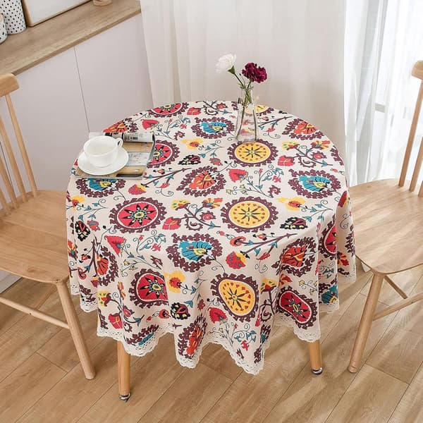 Trykt duk - Blondeduk - Rund - Diameter 120 cm