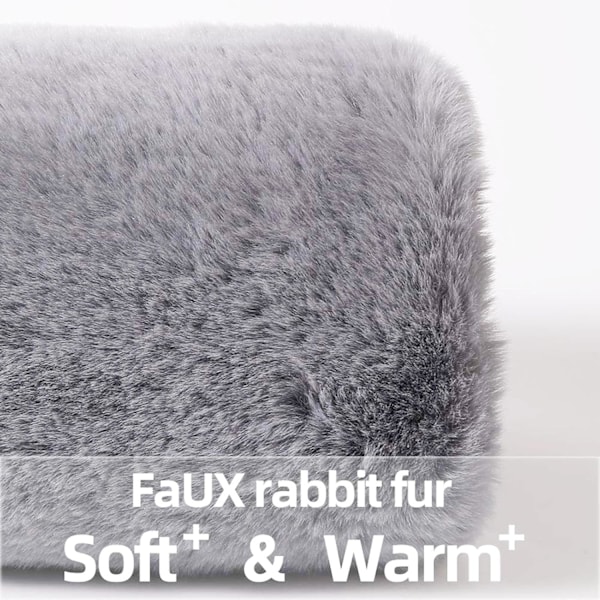 Håndvarmer Muff Luksus Kunstig Pels Håndklær - Ry Plush Muffler Luksus Kunstig Kaninhåndklær - Fuzzy Chic Elegant Håndvarmer Håndklær For Jenter Kvinner Grå Grey