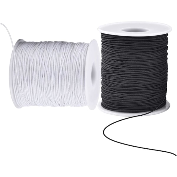 Elastisk snor til armbånd, 2 ruller 1 mm 100 m robust armbåndssnor, elastisk snor til smykkefremstilling, halskæder, perler