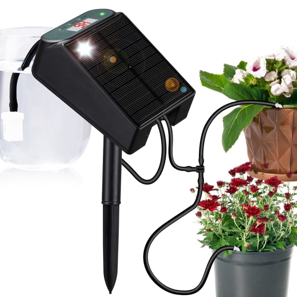 Solardriven Automatiskt Bevattningssystem, Solvattenkit med Batteri och Timer, Automatiskt Självbevattningssystem för Inom- och Utomhusbruk för ...