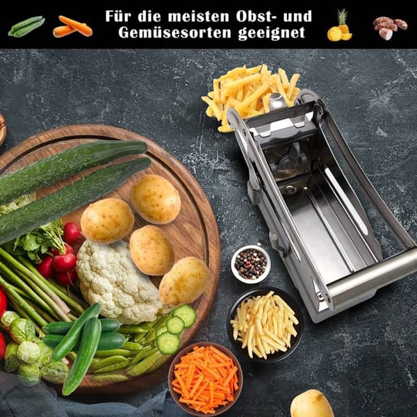 Pommes frites-kutter i rustfritt stål, solid og holdbar, lag dine egne pommes frites og potetgull.