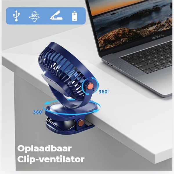 Bordventilator - Gulvventilator - Justerbar vindhastighed - Oscillationsfunktion - Bordventilator - USB-interface