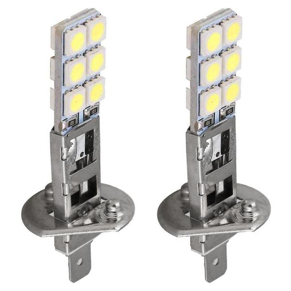 2 stk LED Hodelyskulesett H1 6000k Super Hvit 55w Tåkelys H1 Led Hodelyskule H1-12smd-5050 Bil Lys