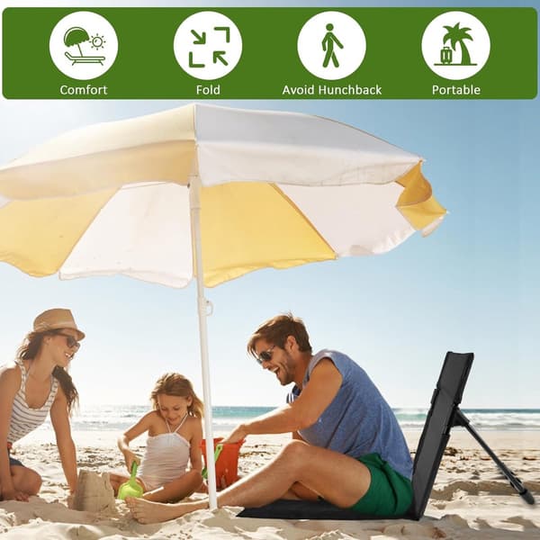 ING 1 stk. - Sort - Sammenklappelig campingstol - Foldbar strandstol