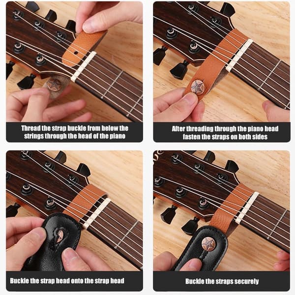 4-delad ukulele gitarrbandsknoppar, knoppadapter - 21cm (brun + svart)