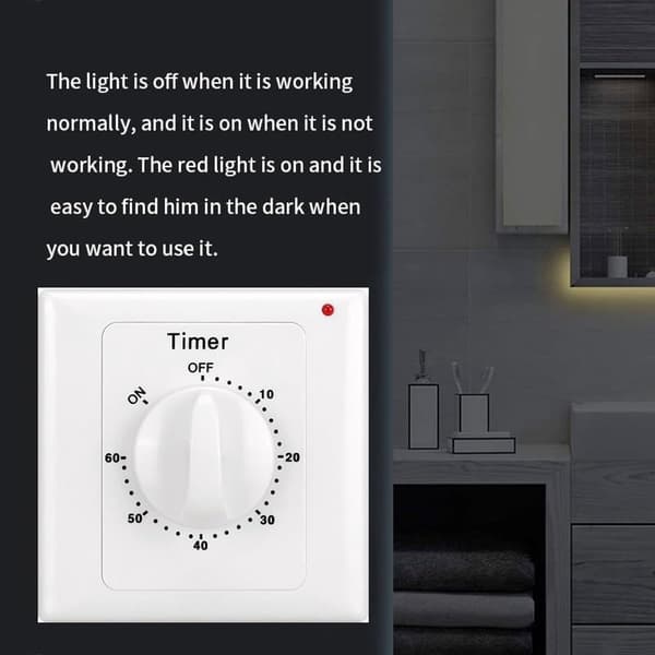 Nedtellingbryter 60 Minutter Nedtelling Timer Bryter Mekanisk Nedtelling Timer Stikkontakt Timer Bryter Timer Lysbryter med Timer Timer Stikkontakt Hvit
