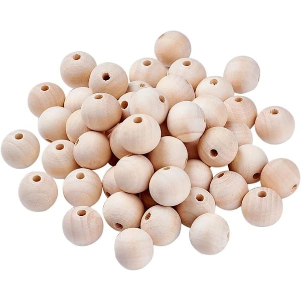 100pcs Wooden Beads 20mm Natural Round Wooden Beads Untreated Wooden Balls, for DIY Handmade Decorations Jewelry Making Crafts