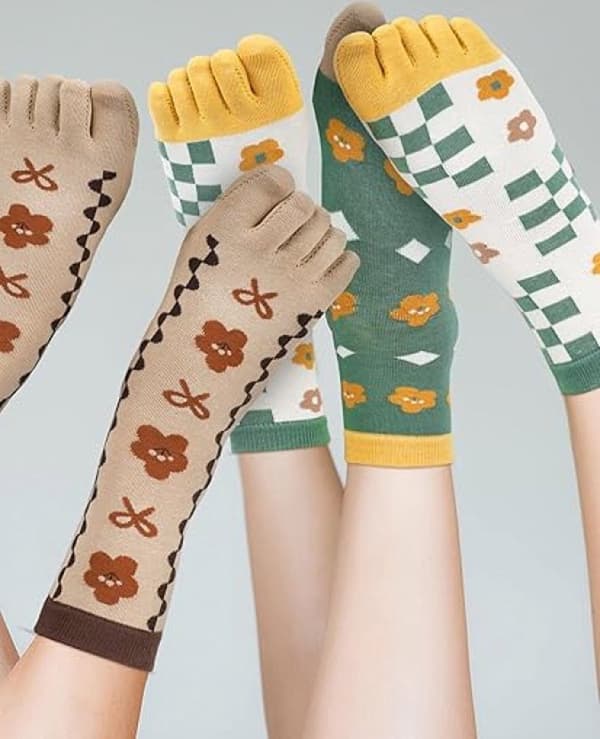 Dam Split-Toe Strumpor 6-Par Pack 100% Bomull Yoga Strumpor Släta Tåsömmar Inga Irriterande Sömmar Split-Toe Strumpor Dam Löpar Split-Toe Strumpor Sport