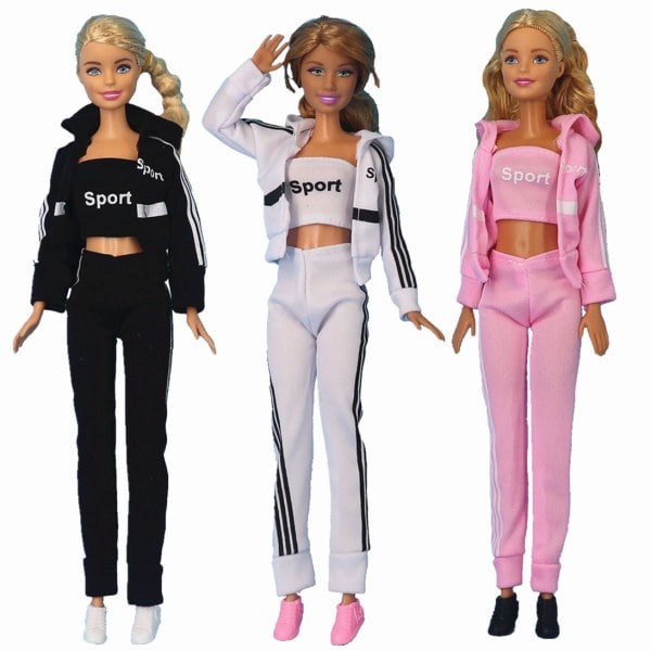 Barbie modekläder, 3 delar, 12 docktillbehör, för c