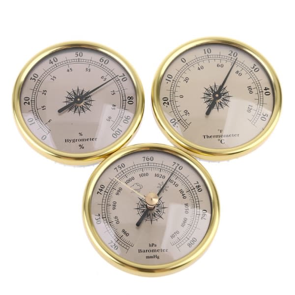 3-i-1 Termometer, Hygrometer og Barometer 72 mm for Skip/Fabrikk/Laboratorium/Hjem for Væroppdateringer - Lett