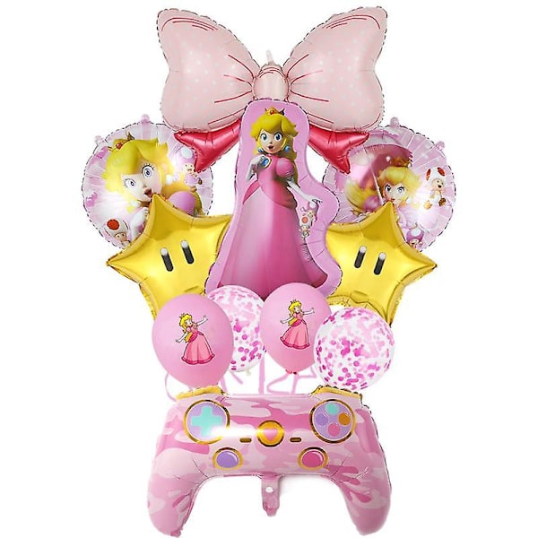 Super Mario Bros Sæt Prinsesse Peach Balloner Kostume Festdekoration Rosa Dekorative Fototilbehør Fødselsdag Baby Shower 11pcs set-D