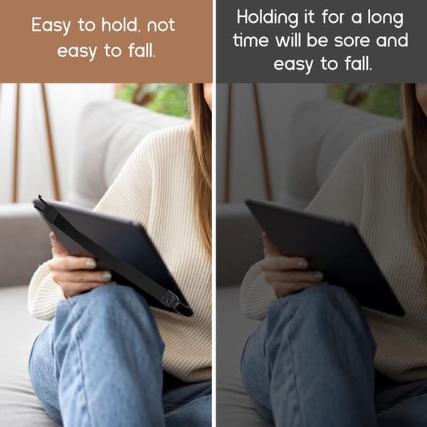 Todelt elastisk anti-falds-håndledsremssæt til tablets, 20 cm, kompatibel med 10,5-tommer tabletlæsere, sort.