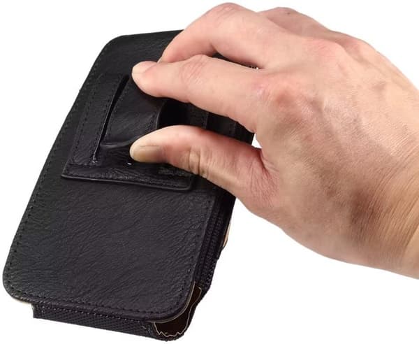 Mobiltelefon Bæltetaske, Sort, Læder, Unisex