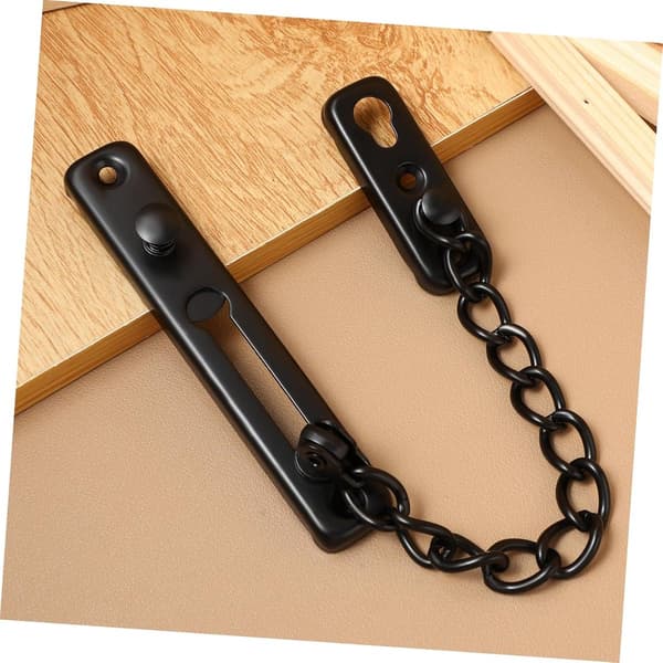 Sikkerhedsdørkæde - Dørkædelås - Ekstra sikkerhed - 304 rustfrit stål - 12,3 x 2,3 cm - Sort