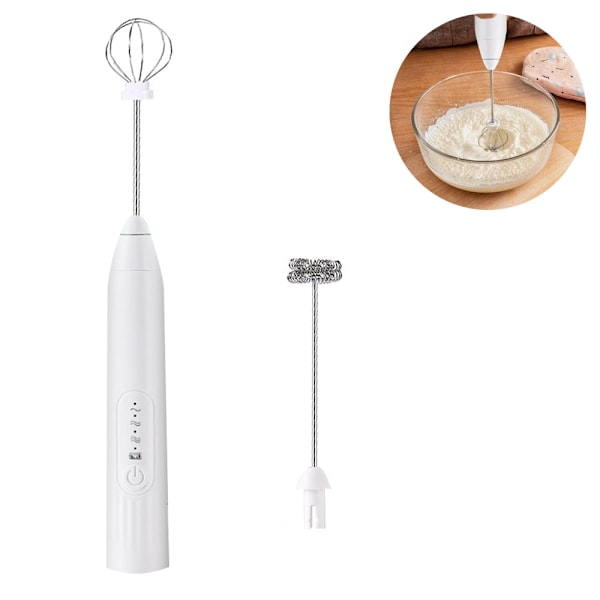 Laderbar Håndholdt Melkeskummer, ElectrWhisk for Kaffe, 2 Rustfrie Visper, Enkel å Bruke