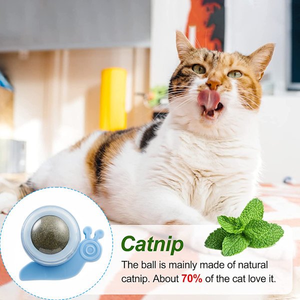 3 st kattmynta väggleksaker, 360° roterande katt slickar bollar, hälsosam kattmynta väggboll, katt tuggleksak, tandborstning katt bett leksak...