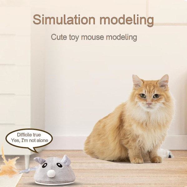 Interaktiv Katt Mus Leke, USB Ladbar Automatisk Robot Mus for Innendørs Katter/Kattunger