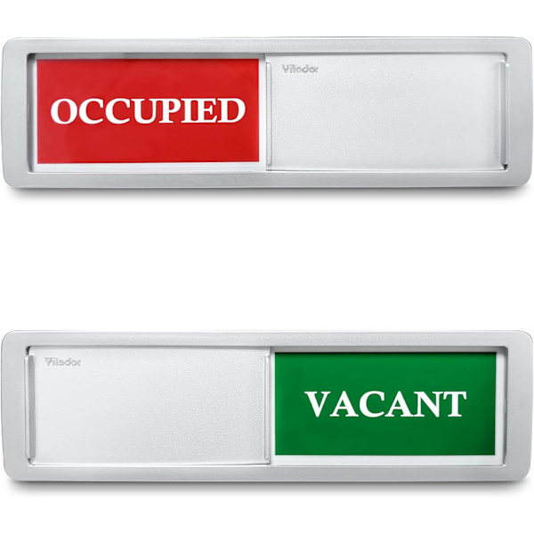 Vacant Occupied Privacy Sign for Bathroom Door, Magnetic and Sticky Slider for Home Office, Restroom, Conference Room, Silver, 7'' x 2''