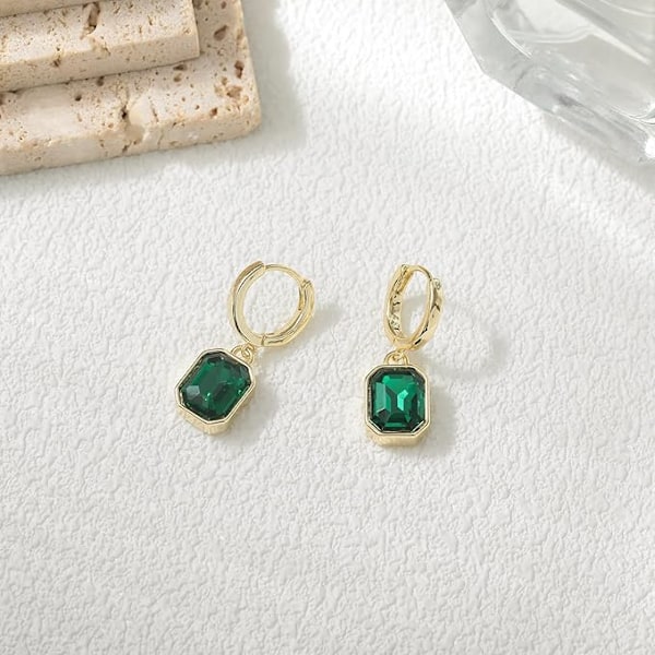 Krystalløreringer, Hengegull Hoops Green Diamond