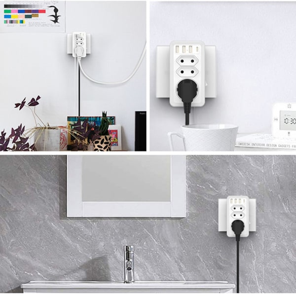 Sovitin USA:sta Saksaan, 3 USB:tä, 1 USB-C, USA-sovitin pistorasiaan 2 AC:llä, matkasovitin tyyppi B pistorasian sovitin Kanadaan, Thaimaahan, Meksikoon, seinälaturi