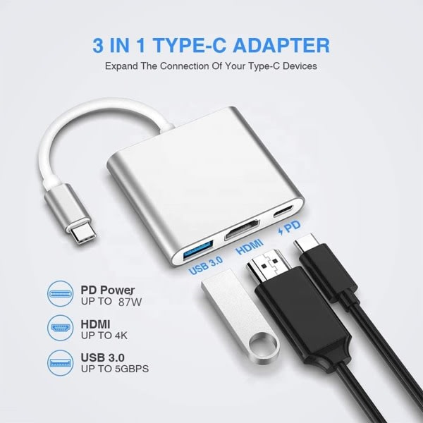 USB C-HDMI Adapter 4K HUB Type C Adapter