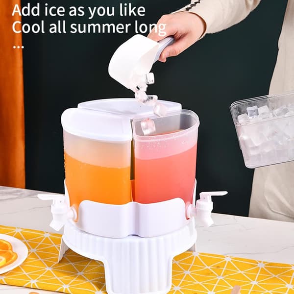 Køleskabsvanddispenser - 3-rums drikkevaredispenser med hane til iste, lemonade