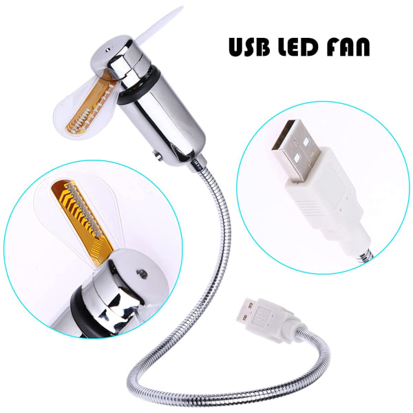 USB-LED-kellotuuletin lämpötilanäytöllä, mobiili USB-reaaliaikainen tuuletin Fahrenheit- ja Celsius-asteina, hiljainen