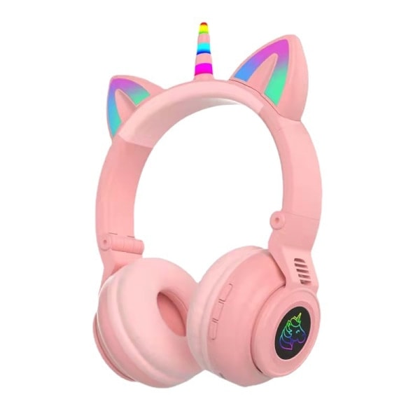 STN-27 Kattøre Bluetooth-hodetelefoner - Bass Boost, Trådløse, Rosa