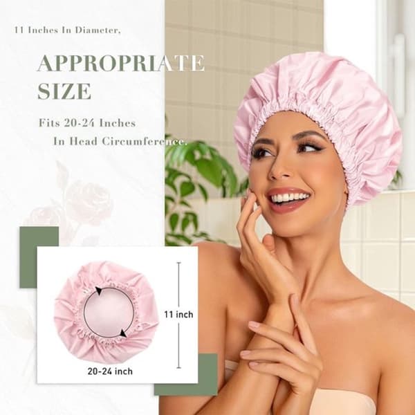 Stor vandtæt badehætte - vaskbar elastik - badehætte til langt hår - til tørring af hår - pink