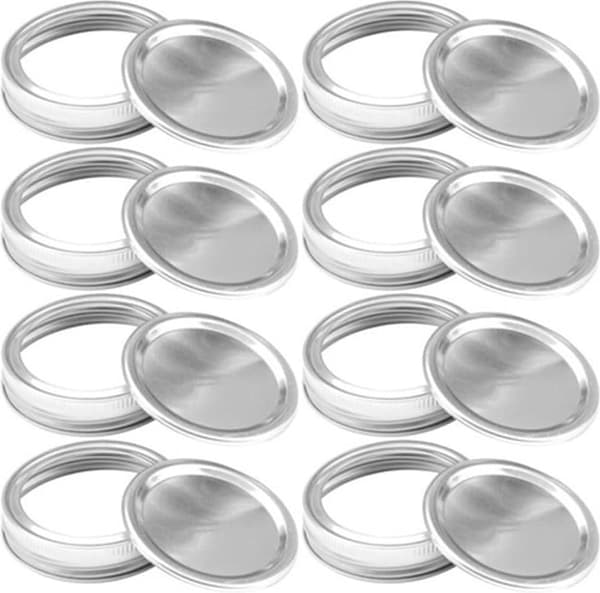 8-delars Mason jar lock set - Rund Metall - Delad Typ - Läcksäker Lock - Silver - 86 mm