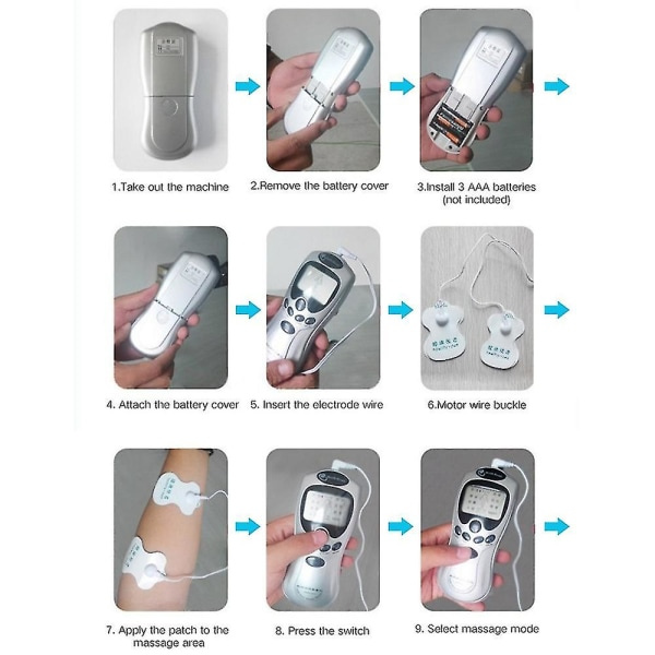 Elektrisk TENS-enhet - Digital terapi maskin med elektroder - Fullkropps muskelstimulator och smärtlindrande massagerare