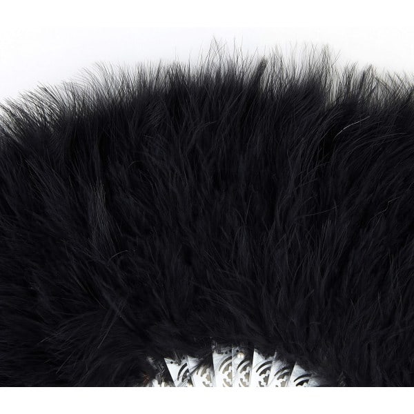 Sort Fjerfane - 1920'er Stil Foldbar Håndfane - Perfekt til Great Gatsby Fest - Elegant og Stilfuldt Design