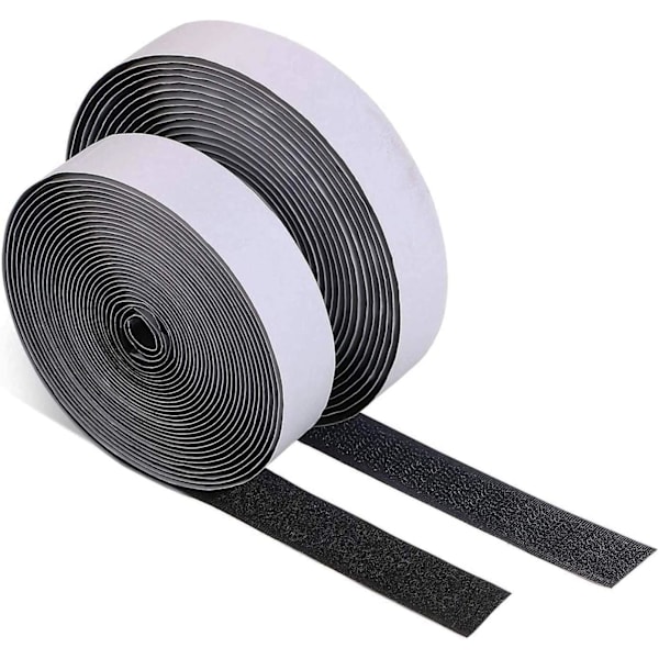 5m Self-Adhesive Velcro Tape - Double-Sided High-Performance Velcro Straps for Fabric, 25 mm, Black