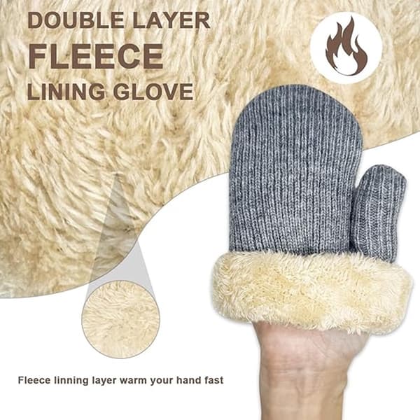 ING Vinterhandskar i ull för kvinnor och män, elastiska och extra varma vantar med pälsfoder för snö och kallt väder, perfekt present