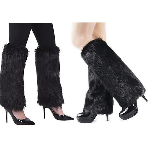 1 Par Kvinners Kunstig Pels Fluffy Leg Warmers, Fuzzy Over-Knee Vintervarme Sokker, Pluss Boots Mansjett for Beskyttelse, Grå GRAY