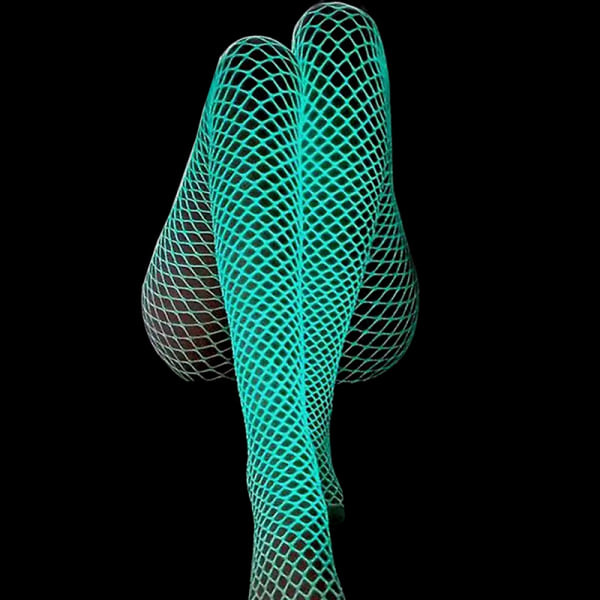 Luminous Glowing Fishnet Strumpbyxor Lysande I Mörkret Fishnet Strumpbyxor Cyan ONESIZE