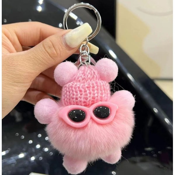 Elf Car Key Chain Cute Plush Doll Bag Ornament Pink pink