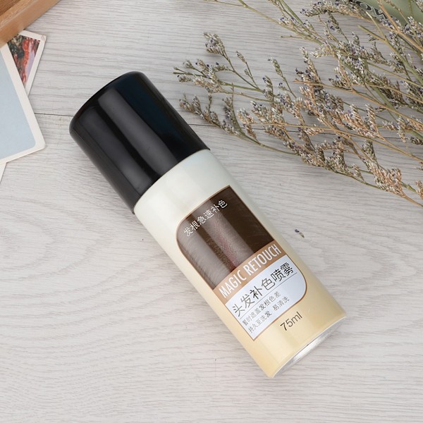Engangshårfarvespray, plejende, dækker gråt hår, langtidsholdbar, 750 ml (Lysebrun)